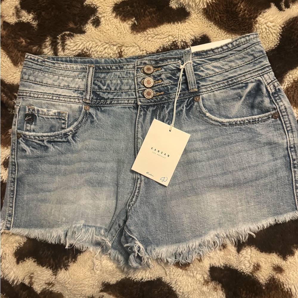 KanCan Light Blue Distressed Jean Shorts